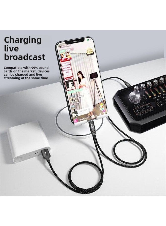 خط بطاقة الصوت Otg Live Broadcast Line مناسب للهاتف المحمول Apple Type-c، خط محول صوت واحد إلى اثنين لشحن اثنين في واحد، اللون: type-c إلى Ttype-c (واجهة بطاقة الصوت 1 M) + USB (منفذ الشحن 1.5 M) - Image 3