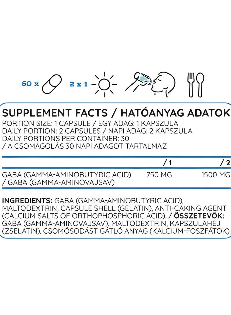 Nutriversum, Gaba, Neurotransmitter Support, 60 Caps, 30 Servings - Image 2