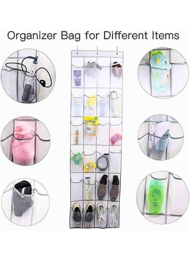 Over The Door Hanging Storage Organizer – Black Mesh Organizer with 24 Pockets & 3 Hooks - Image 4