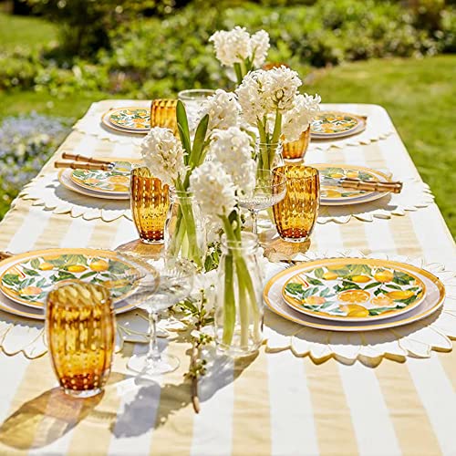 Lechoo Melamine Dinnerware Sets- 12pcs Melamine Plates and Bowls Set for 4,Indoor and Outdoor Dinnerware, Lemon dinnerware set - Image 2