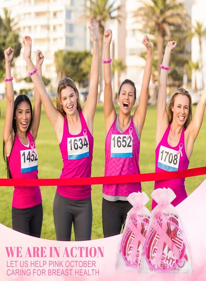 Kenning 125 Pcs Breast Cancer Awareness Accessories, Include 25 Breast Cancer Awareness Bracelets 25 Pink Ribbon Pins 50 Breast Cancer Stickers 25 Pink Organza Bags for Breast Cancer Awareness Day Decoration - Image 5