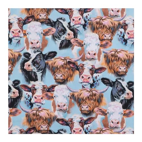 Hobby Lobby Cow Portraits Cotton Calico 1 Yard Printed Sewing Lightweight Precut Fabric for Sewing Clothes Homeware Other Accessories - Image 1