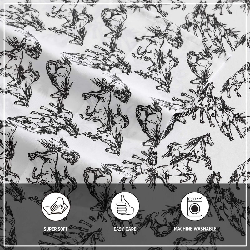 Wrangler - Queen Sheet Set  Super Soft & Cozy Bedding with Matching Sham(s)  Casual Luxurious Bedding Set  Yellowstone Inspired  Oeko-Tex Certified (Mustangs Black  Queen) - Image 5