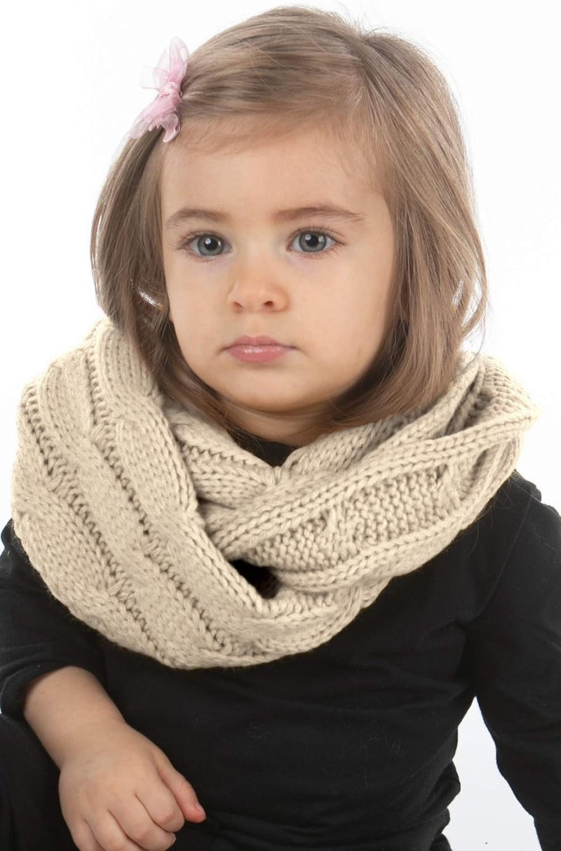 Funky Junque Girls Scarves 100% Acrylic Knit Kids Infinity Scarf Toddler Balaclava Neck Warmer Winter Circle Gaiter - Image 1