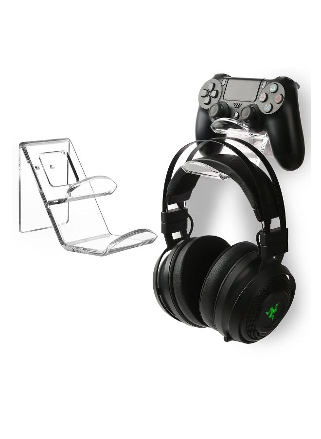Acrylic Controller Stand and Headset Holder, Wall Mount, Universal Gaming Accessory for PS4, PS5, Xbox One, Switch  - Image 1