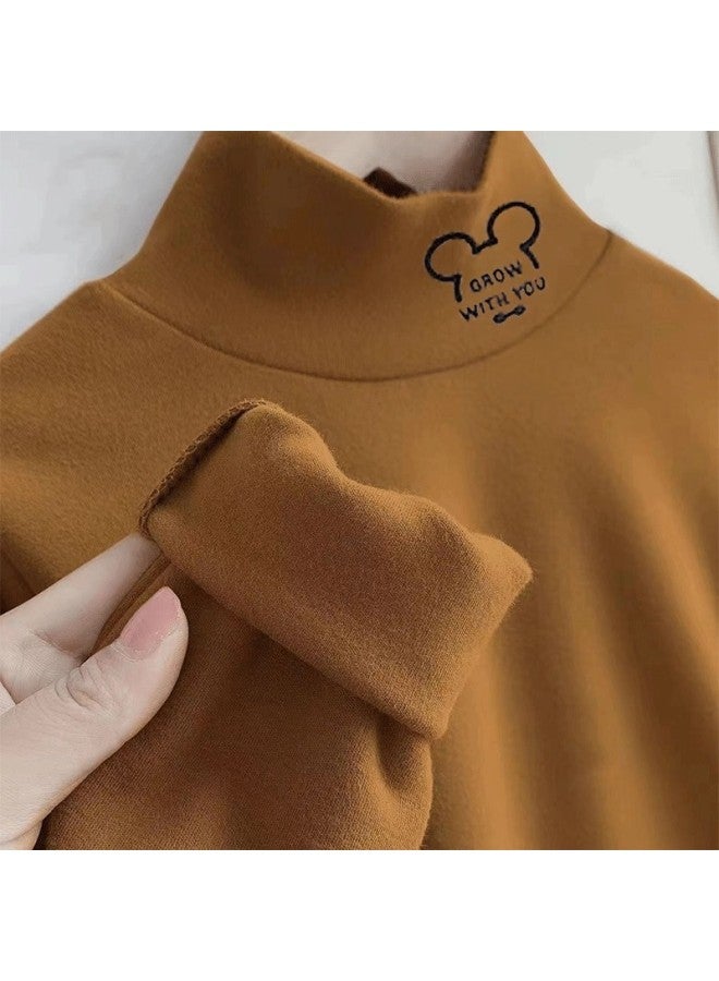 Boys And Girls New Style German Velvet Kidsren's Half Turtleneck Versatile Bottoming Shirt Autumn And Winter Kidsren's Clothing Long-sleeved T-shirt Top - Image 1