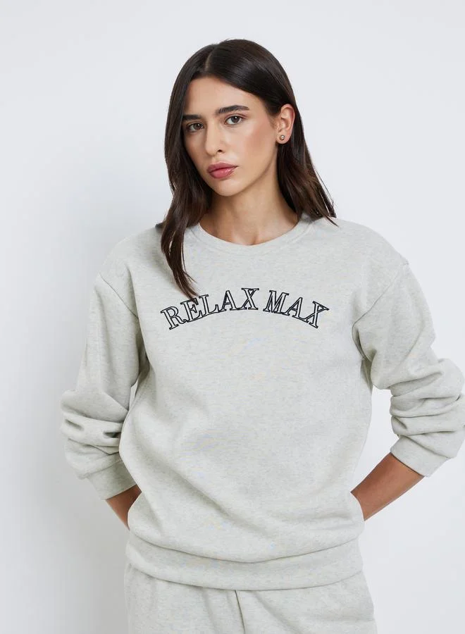 Styli Styli Embroidered Slogan Sweatshirt and Joggers Co-Ords