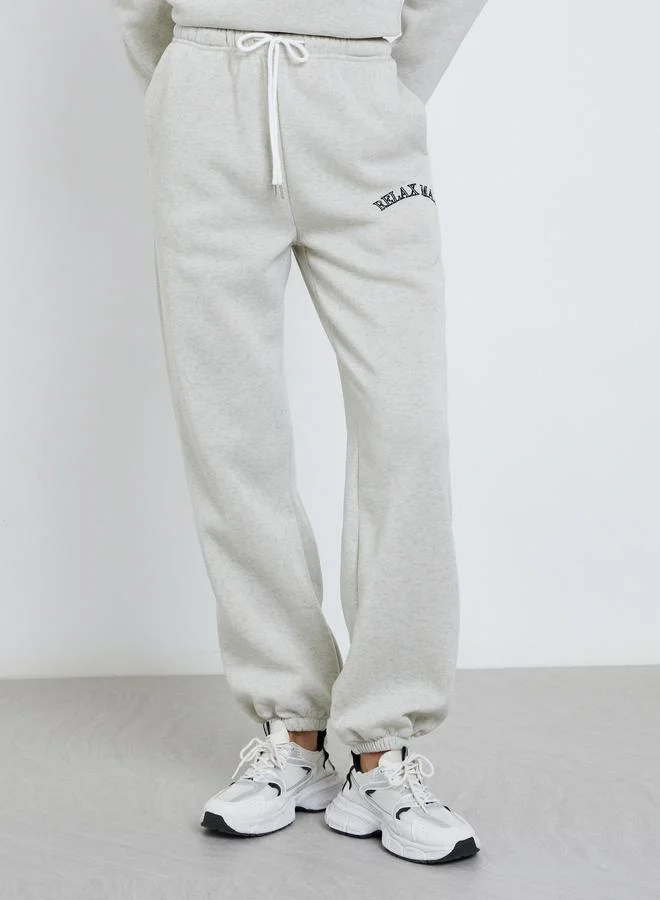 Styli Styli Embroidered Slogan Sweatshirt and Joggers Co-Ords