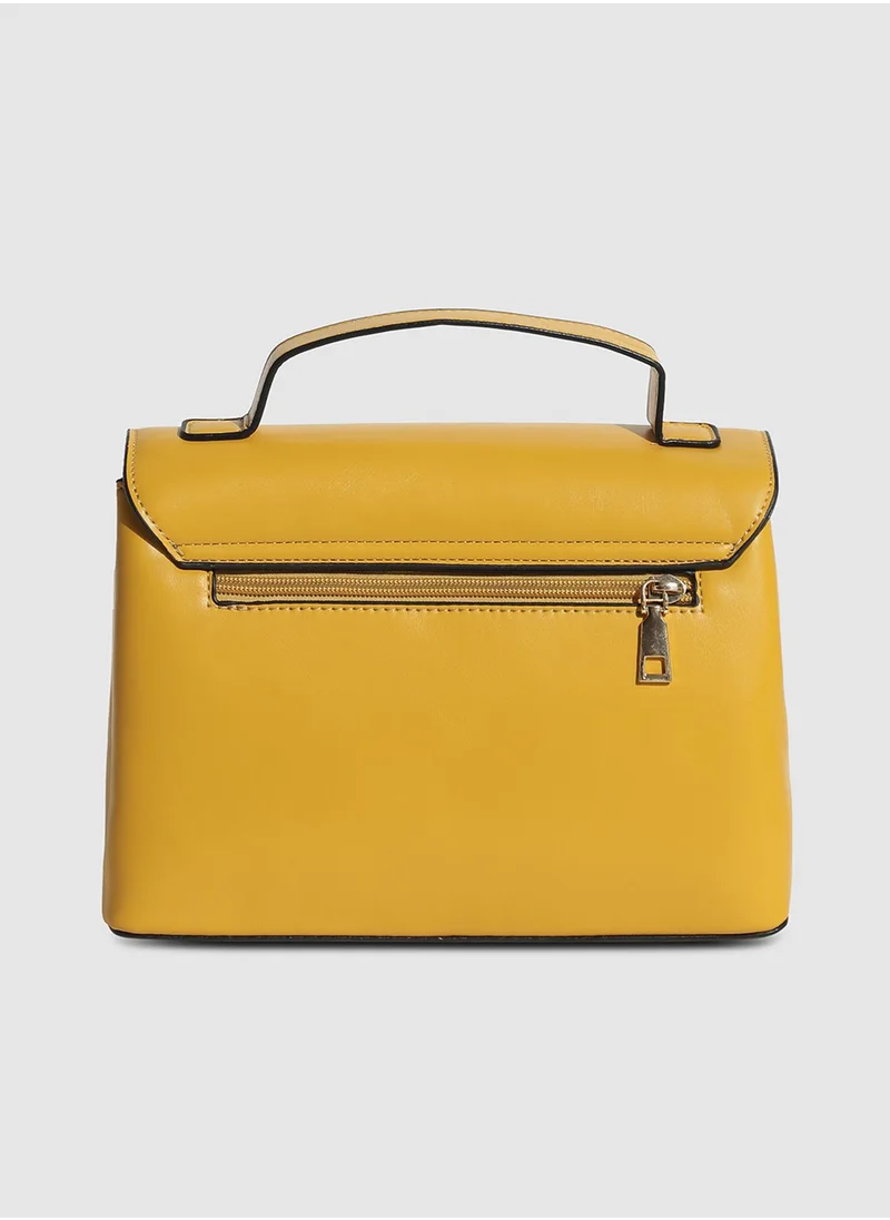 Haute Sauce Structured Flap Handbag - Yellow