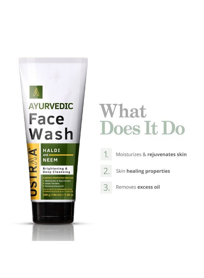 Ustraa Ayurvedic Face Wash Neem & Haldi 200G Helps Heal Skin Skin Brightening & Deep Cleansing & Detan Face Scrub For Men 100G Exfoliation & Effective Tan Removal No Sulphates - Image 3