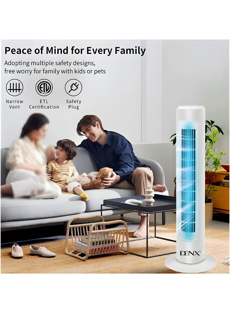 Denx Tower Fan – Slim, Stylish & Whisper-Quiet Cooling with 3-Speed Control and 80° Oscillation – 45W Power, DX2537 - Image 3