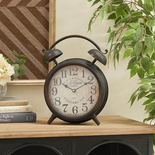 Deco 79 Metal Clock with Bell Style Top, 10" x 4" x 13", Black - Image 5