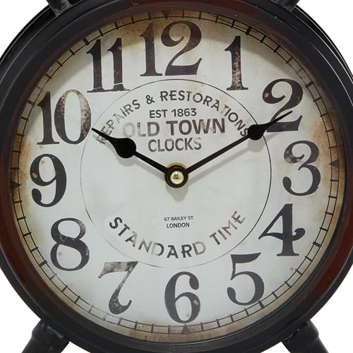 Deco 79 Metal Clock with Bell Style Top, 10" x 4" x 13", Black - Image 2