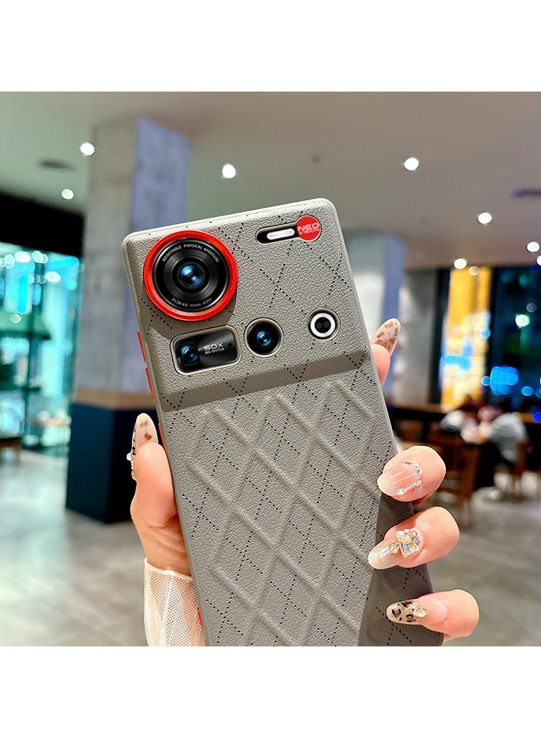 عام غطاء فاخر متوافق مع هاتف Nubia Z70S Ultra - جلد نباتي بتصميم ماسي مع حماية متطورة للعدسات ووسائد هوائية للزوايا - Image 2