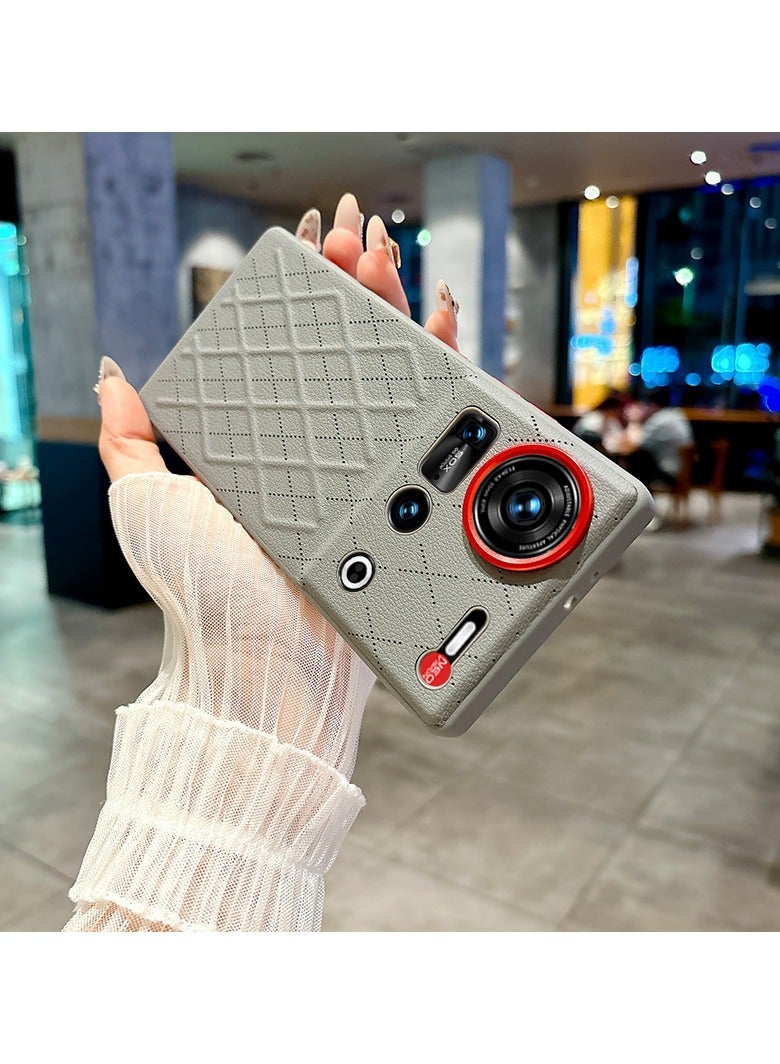 عام غطاء فاخر متوافق مع هاتف Nubia Z70S Ultra - جلد نباتي بتصميم ماسي مع حماية متطورة للعدسات ووسائد هوائية للزوايا - Image 3