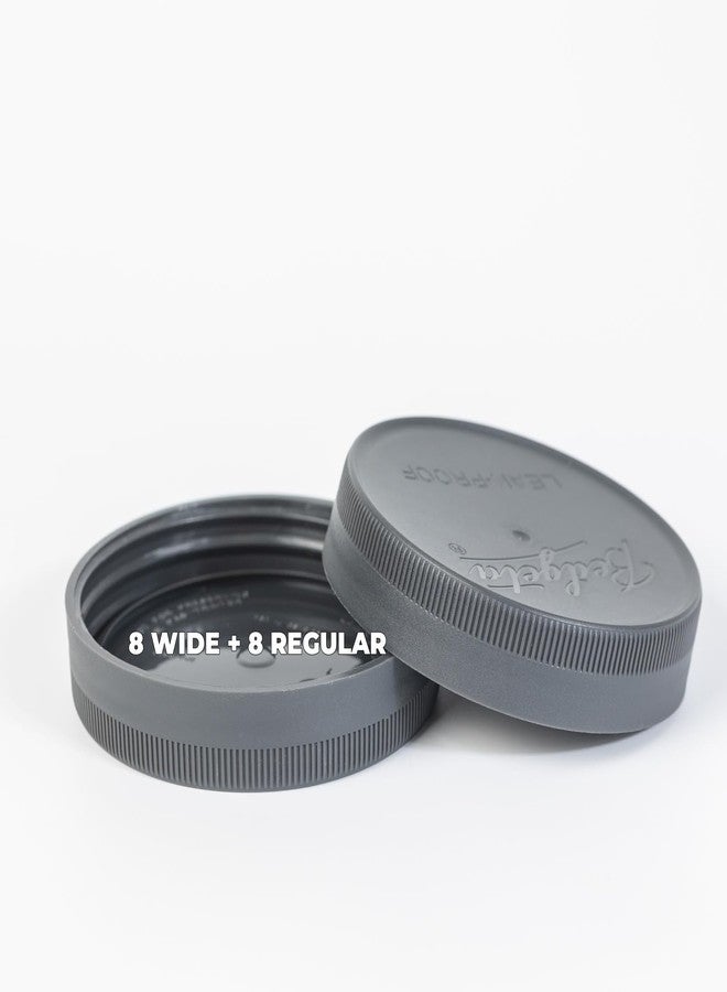 Yodecy 16 Pack Gray Plastic Mason Jar Lids, One-piece Lid without Silicone Ring, 8 Wide Mouth & 8 Regular Mouth Mason Jar Lids, Fit Ball, Kerr and More(Gray) - Image 1