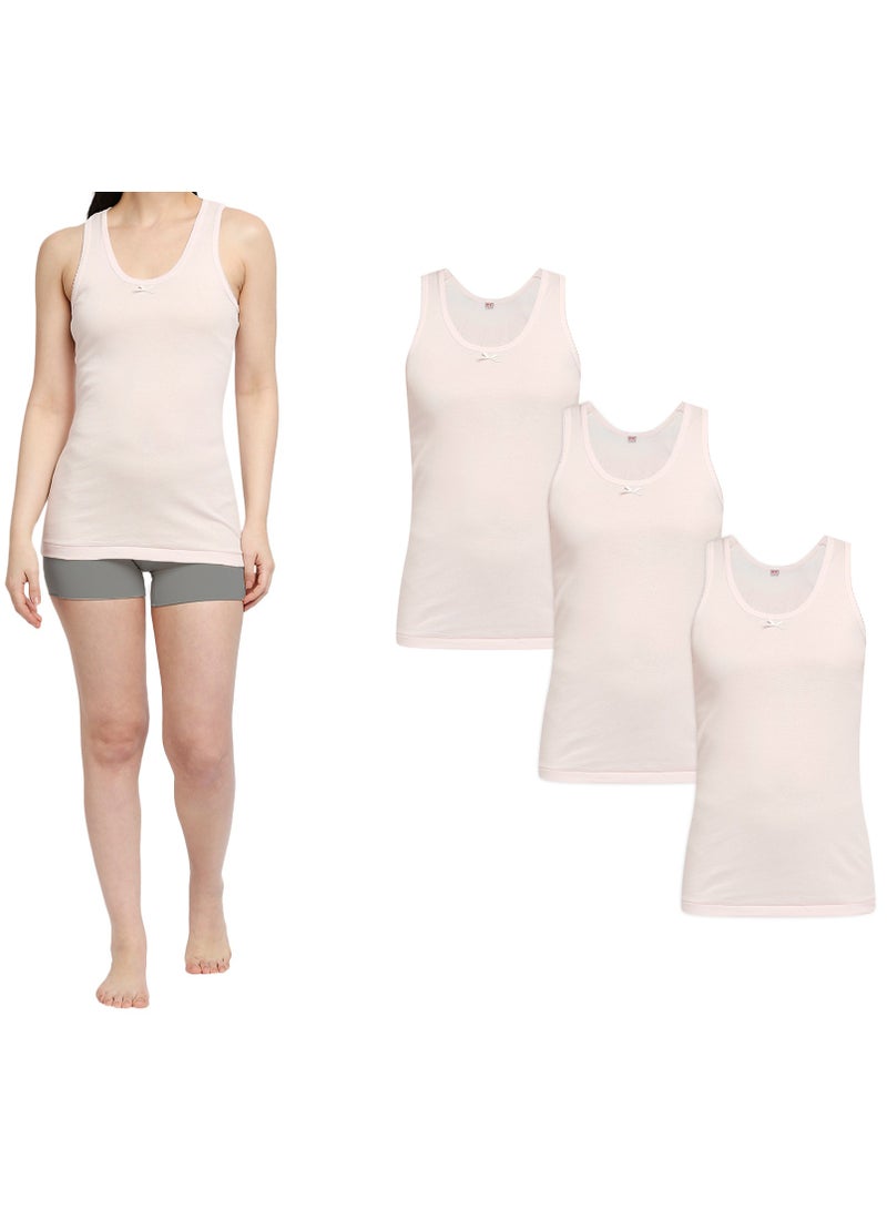 BYC GIRLS COTTON VEST (PACK OF 3) - PINK - Image 1