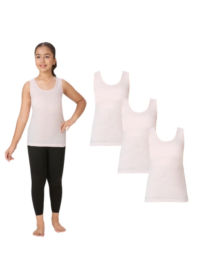 BYC GIRLS COTTON VEST (PACK OF 3) - PINK - Image 1