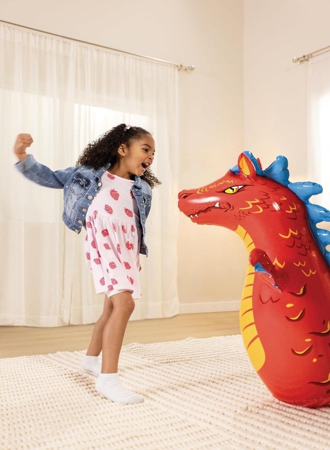 أكياس ملاكمة ثلاثية الأبعاد قابلة للنفخ من KinderTales® - شخصية حيوانية مرحة، تنين أحمر، لعبة ملاكمة خفيفة الوزن من مادة PVC للأطفال، للتوازن والتنسيق في الأماكن المغلقة/المفتوحة (تنين أحمر) - Image 3