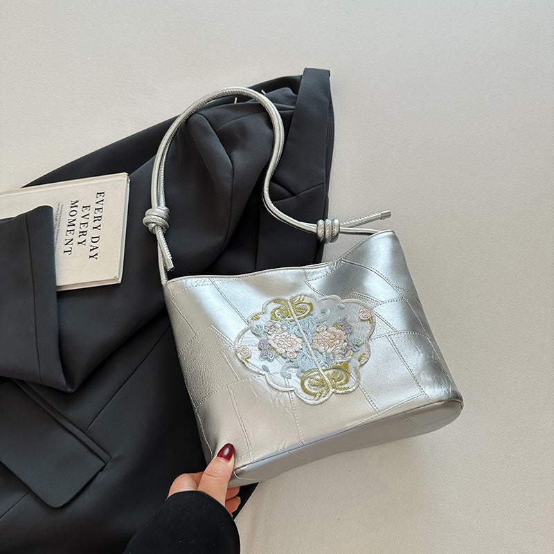 New Chinese Style National Style Embroidered Bag Women'S Fashion Commuter Crossbody Bag Niche Antique Shoulder Bucket Bag - Image 1