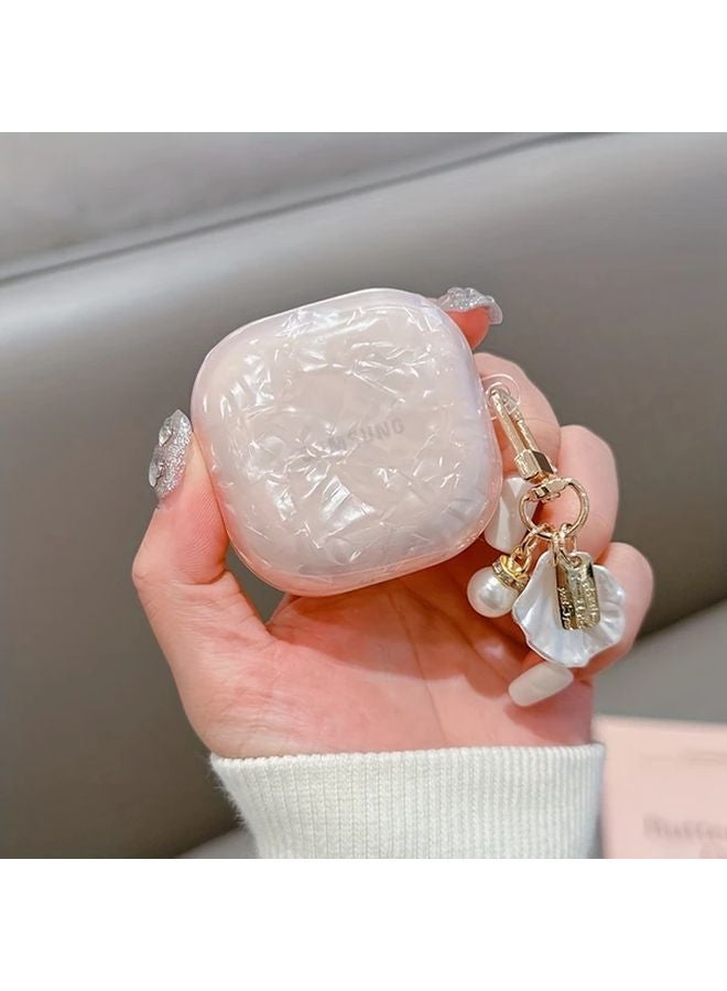 Pink Galaxy Buds FE 2Pro 2 Pro Live Case Elegant Shell Leopard Print Cover Pearl Keychain - Image 1