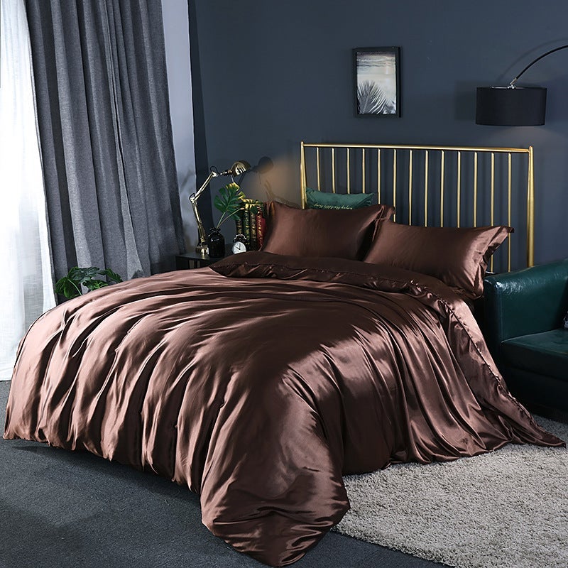 Washed Silk Four-Piece Set Silky Silk Quilt Cover Bed Sheets Ice Silk Bed Sheets 1.8M Bedding Dropshipping - Image 1