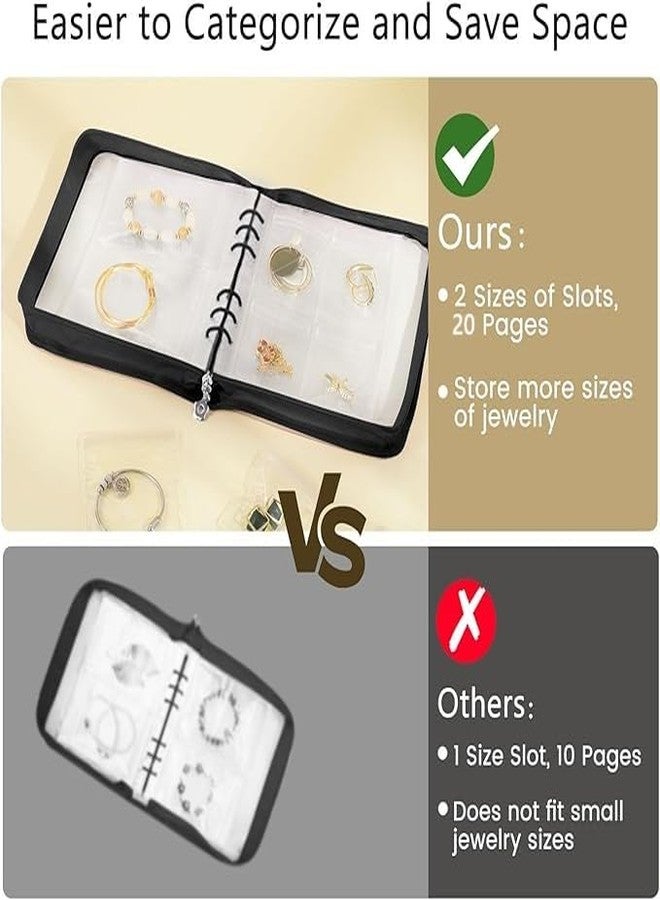 Bitnex كتاب منظم مجوهرات Bitnex، منظم مجوهرات للسفر، مجموعة كتب تخزين مجوهرات شفافة مع 60 جيبًا، كتاب تخزين أقراط شفاف للسفر، مجلد مجوهرات للقلائد والخواتم والأقراط - Image 3