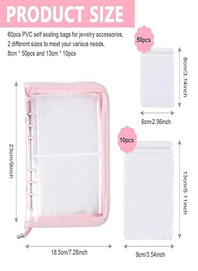 Bitnex كتاب منظم مجوهرات Bitnex، منظم مجوهرات للسفر، مجموعة كتب تخزين مجوهرات شفافة مع 60 جيبًا، كتاب تخزين أقراط شفاف للسفر، مجلد مجوهرات للقلائد والخواتم والأقراط - Image 2