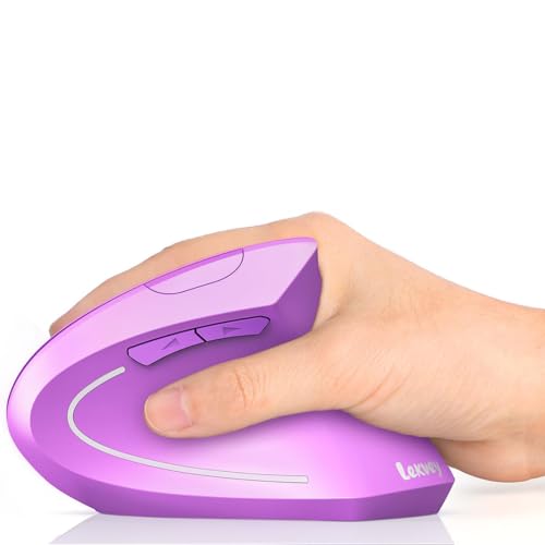 Lekvey Ergonomic Mouse, Wireless Vertical Mouse Rechargeable 2.4 GHz Optical Carpal Tunnel Mice : 800/1200 / 1600 DPI, 6 Buttons, for Laptop, PC, Mac, Computer, Desktop, Notebook etc, Purple - Image 1