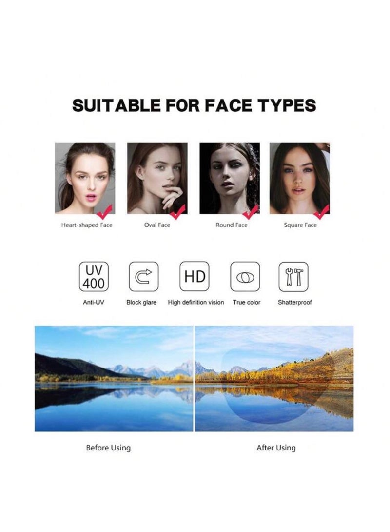 شي إن نظارات شمسية بإطار كبير مربع الشكل ، طراز كلاسيكي للأنشطة الخارجية والسفر والشاطئ متعددة الالوان - Image 4