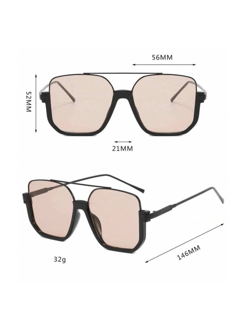 شي إن نظارات شمسية بإطار كبير مربع الشكل ، طراز كلاسيكي للأنشطة الخارجية والسفر والشاطئ متعددة الالوان - Image 3