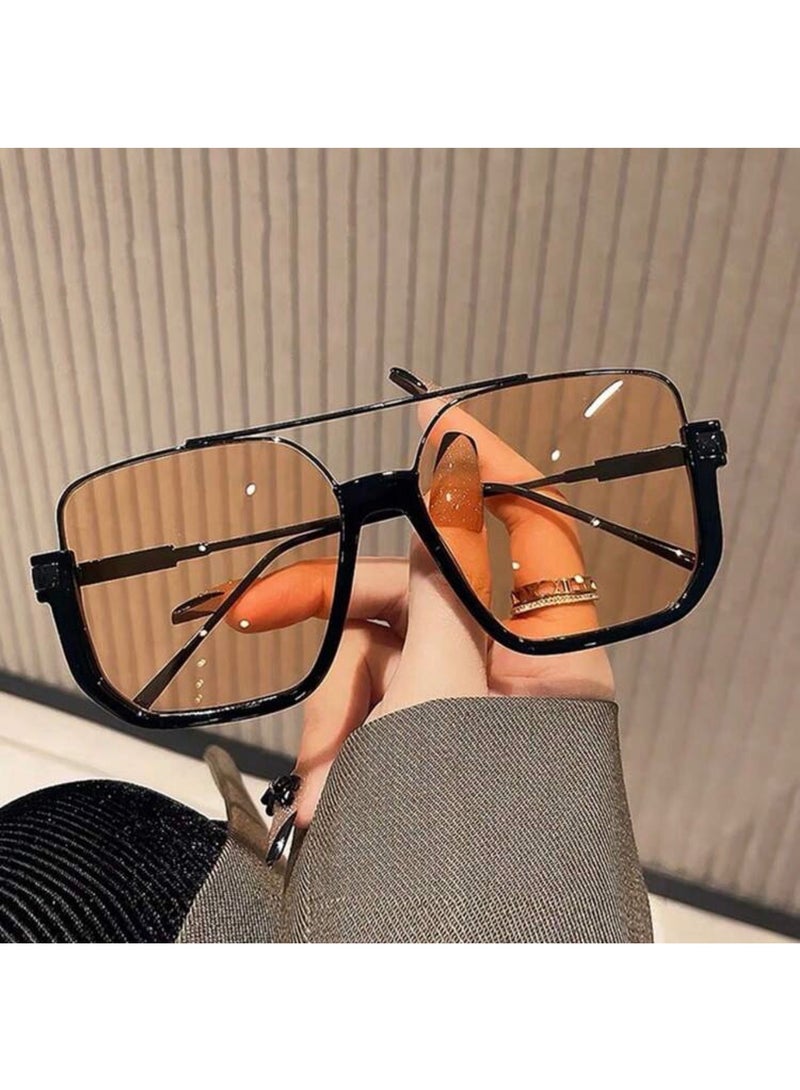 شي إن نظارات شمسية بإطار كبير مربع الشكل ، طراز كلاسيكي للأنشطة الخارجية والسفر والشاطئ متعددة الالوان - Image 1