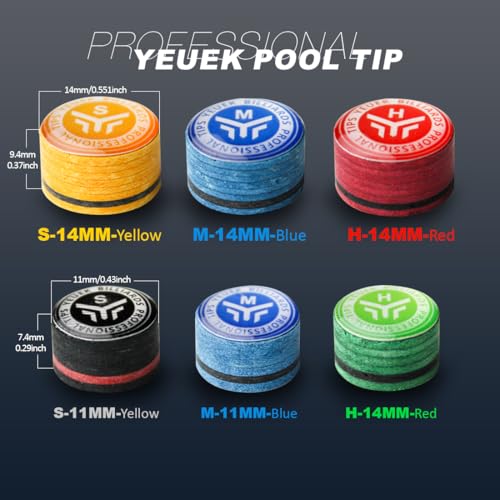 YEUEK Pool Cue Tip 11mm/14mm with S/M/H,Pool Billiard Cue Tip 8 Layers,Pool Stick Tips for Pool and Snooker Accessories Billiards - Image 2