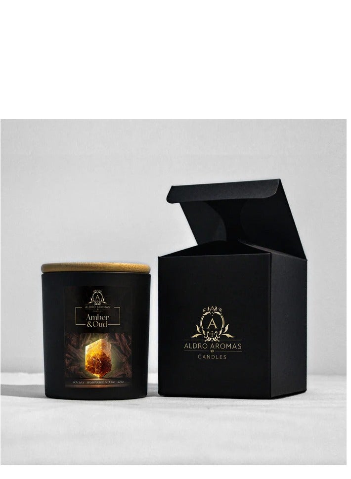 Aldro Aromas Scented Candel in Jar Long Lasting, Fragrance-Amber & Oud 225 Grams - Image 2