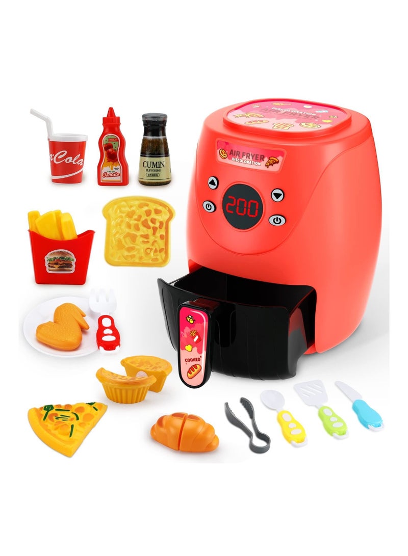 Kids Air Fryer with Play Food, Toddler Toys, Kitchen Cooking Toys Set, Pots and Pans Playset, Fake for 3 4 Year Old Girl Boy Gifts  - Image 1