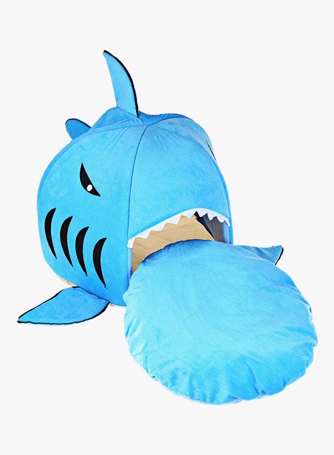 Generic Shark Mouth Shape Doghouse With Removable Cushion Blue Medium  - Image 4