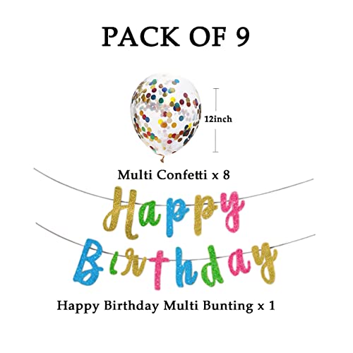 AMFIN® Happy Birthday Banner/Multicolor Combo Decoration, Confetti Multi Balloon, Multi Hapy Birthday Banner, Kids Multi Combo Balloon, Multicolor Balloon for Birthday - Image 3