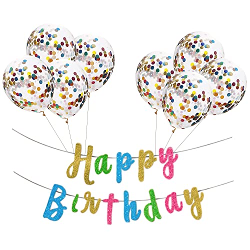 AMFIN® Happy Birthday Banner/Multicolor Combo Decoration, Confetti Multi Balloon, Multi Hapy Birthday Banner, Kids Multi Combo Balloon, Multicolor Balloon for Birthday - Image 1
