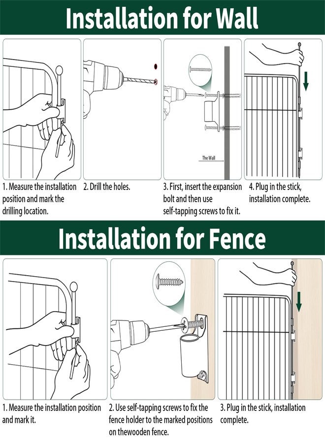 F-pianwe 4-Pack Fence to Wall Anchor for Dog Playpen, Heavy-Duty Playpen Stabilizer for Indoor/Outdoor, Yard, Doorway, Fireplace Use, Universal Fit (Black) - Image 5