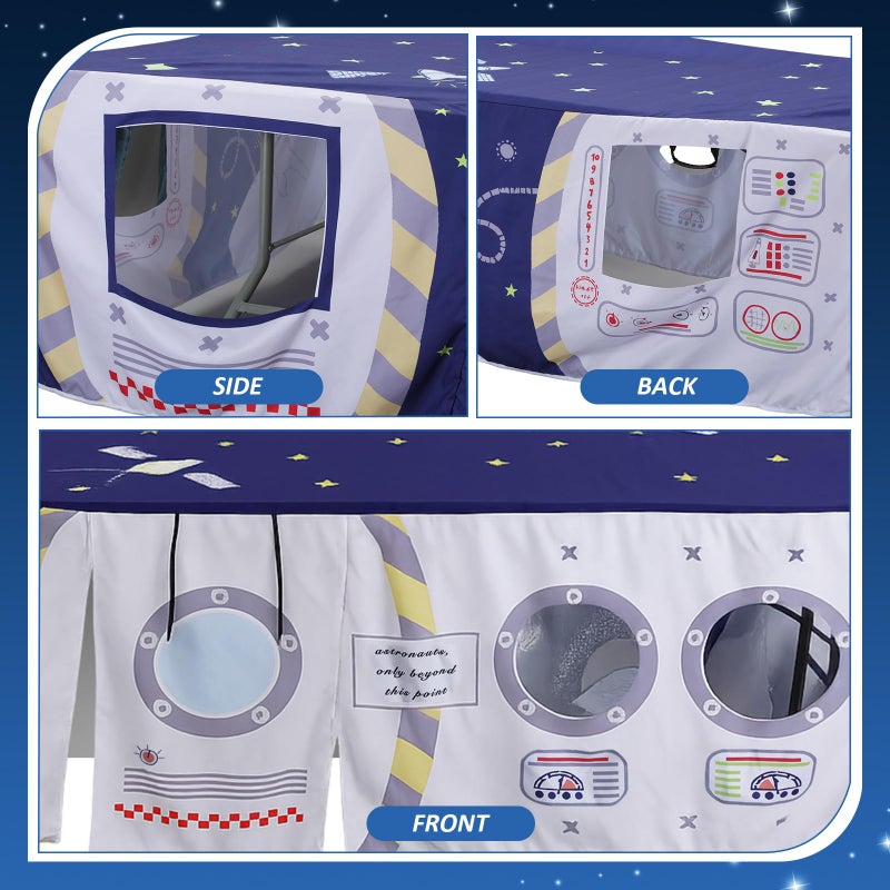 Oudain 10ft x 7.5ft Large Playhouse Table Cloth Table Fort Tent Cover Playhouse Indoor Outdoor Tablecloth for Birthday Party Playground Play Accessory(Blue Colors,Space Station Style) - Image 3