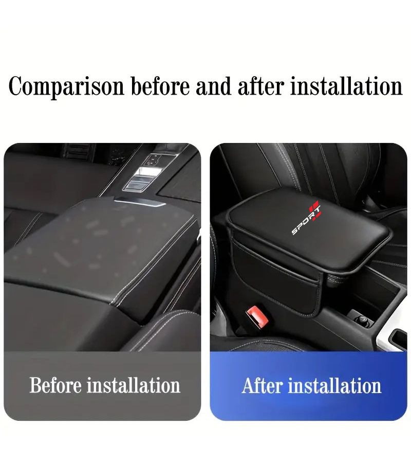 Armrest Box Riser Pad with Side Storage Bags Black Upper and Lower Red Sports Cushion for Sedans SUVs MPVs RVs Trucks Interior Car Accessories All Season Use - Image 3