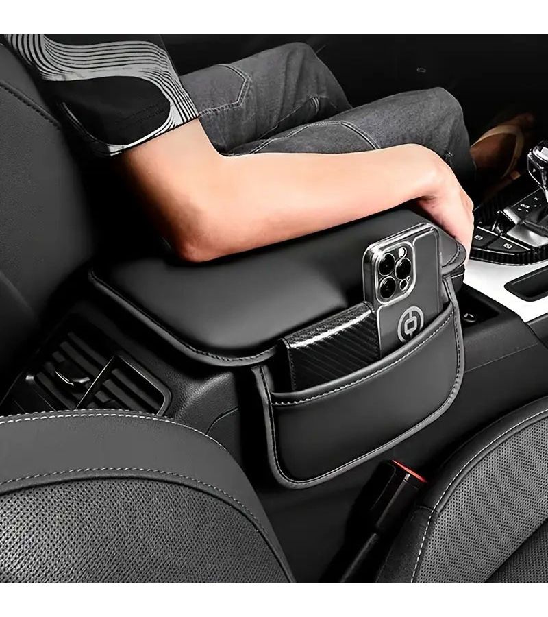 Armrest Box Riser Pad with Side Storage Bags Black Upper and Lower Red Sports Cushion for Sedans SUVs MPVs RVs Trucks Interior Car Accessories All Season Use - Image 5