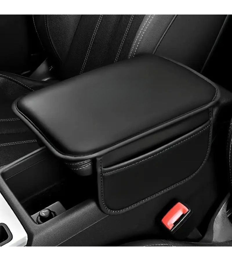 Armrest Box Riser Pad with Side Storage Bags Black Upper and Lower Red Sports Cushion for Sedans SUVs MPVs RVs Trucks Interior Car Accessories All Season Use - Image 4