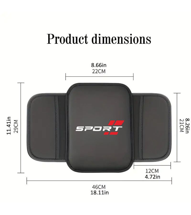 Armrest Box Riser Pad with Side Storage Bags Black Upper and Lower Red Sports Cushion for Sedans SUVs MPVs RVs Trucks Interior Car Accessories All Season Use - Image 2