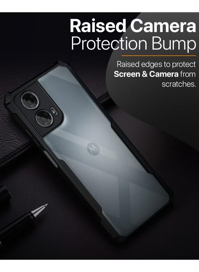 غطاء الحالة لموتورولا G04 / E14 / G04s / G24 / G24 الطاقة 4G ، غطاء خفيف الوزن رقيق للغاية ناعم TPU مضاد + أكريليك واضح ظهر غطاء حالة الهاتف المحمول الأسود - Image 2