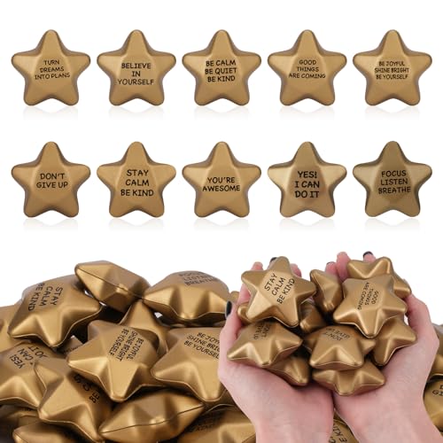 SHQDD 100PCS Stress Balls Star Stress Balls for Adults Kids Motivational Quotes Soft Foam Stress Relief Squeeze Toys Office Classroom Stress Relief Gifts Student Prizes Motivational216 Inch - Image 1