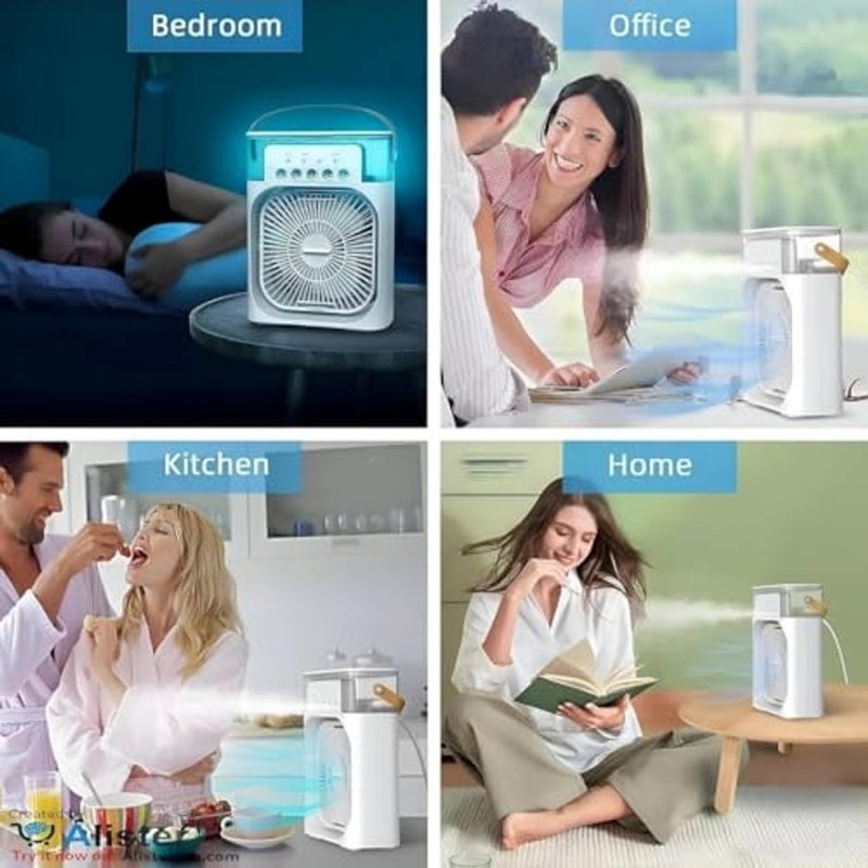 ALKAYAN Portable Air Conditioner Fan Cooling Fan Mini Evaporative Air Cooler Water Fan with 5 Sprays, 7 Colors LED Personal AC USB Desk Fan for Office,Home Kitchen,Bedroom,Dorm,Outdoor - Image 4