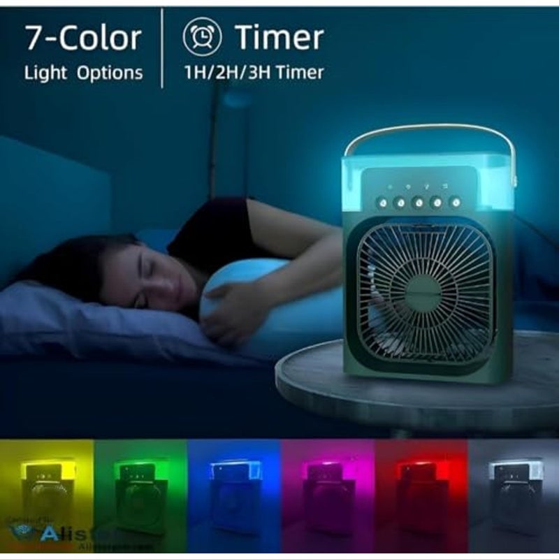 ALKAYAN Portable Air Conditioner Fan Cooling Fan Mini Evaporative Air Cooler Water Fan with 5 Sprays, 7 Colors LED Personal AC USB Desk Fan for Office,Home Kitchen,Bedroom,Dorm,Outdoor - Image 5