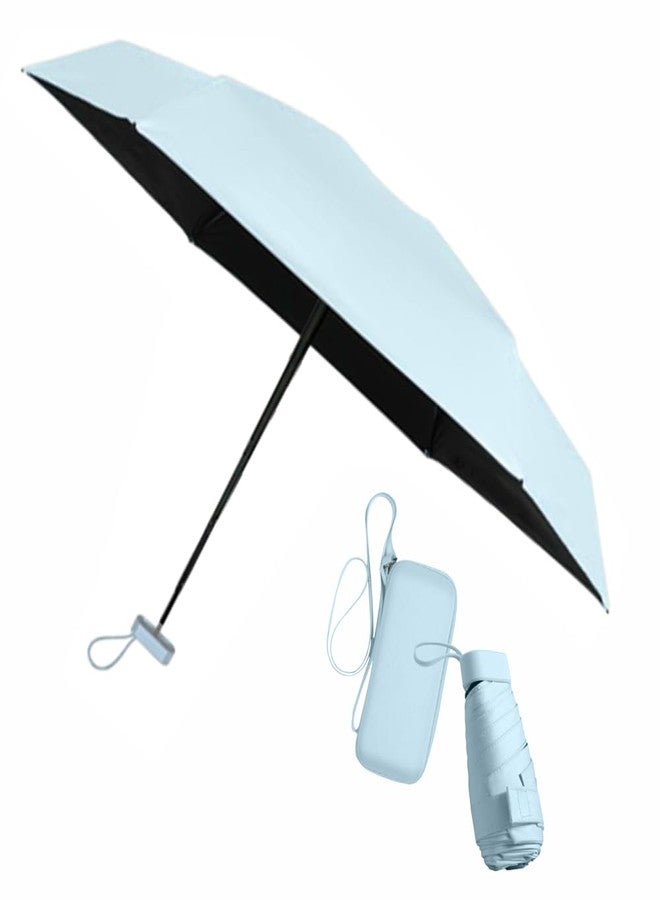 ESUFEIR Mini Travel Sun Umbrella for Purse With Case,Small Compact UV Umbrella Protection Sun,Lightweight Portable Parasol Windproof for Women Men Kids (skyblue) - Image 1