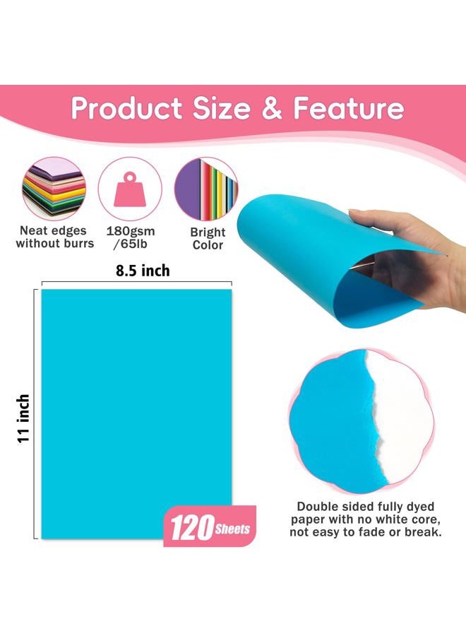FloraSea 120 Sheets Colored CardStock, 180gsm/65lb 24 Colors Cardstock Print Paper 8.5 x 11 Inches, Double Sided Printed Card Stock Paper for Kids Scrapbook School Office Printing DIY Craft - Image 4
